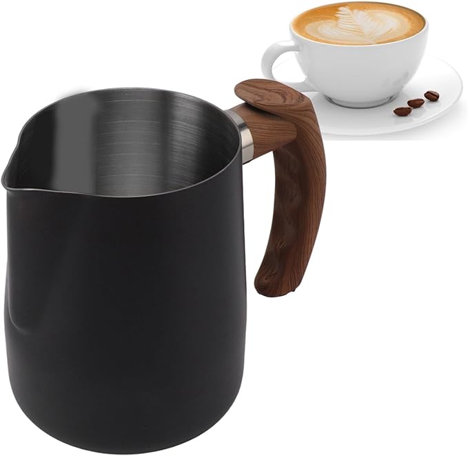Milk Frothing Pitcher, 34oz Barista Steaming Cup with Measurement Scale, Dripless Spout, Ergonomic Handle for Espresso, Cappuccino, Latte Art, Ideal for Home, Cafe, Office Use