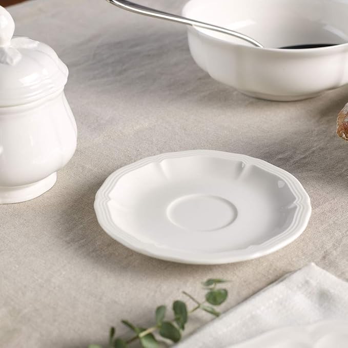 Villeroy & Boch Manoir Mocha/Espresso Saucer, 5 in, Premium Porcelain, White