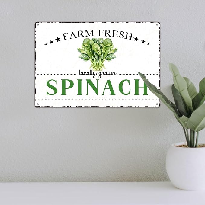 Vintage Spinach Metal Signs Wall Decor Funny Vegetables Art Poster Decorative for Home Farmhouse Kitchen Garden Cafe Bar Farm Porch Fence Yard 12X8 Inch Aluminium Hanging Plaque - Image 5