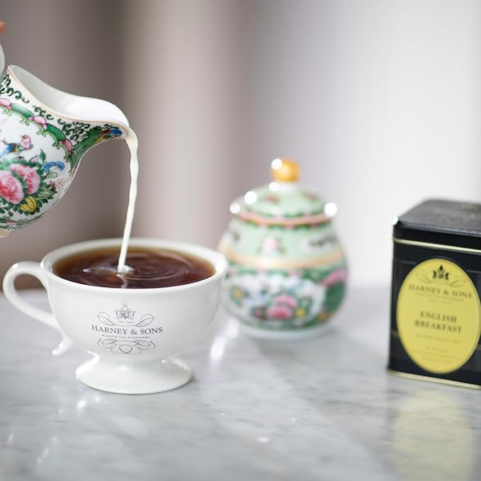Harney and Sons English Breakfast Loose Black Tea – 4oz Loose Leaf Tin, Pure China Keemun, Bold, Full-Bodied Flavor, Great for Hot, Iced, or Teapot Brewing, Caffeinated