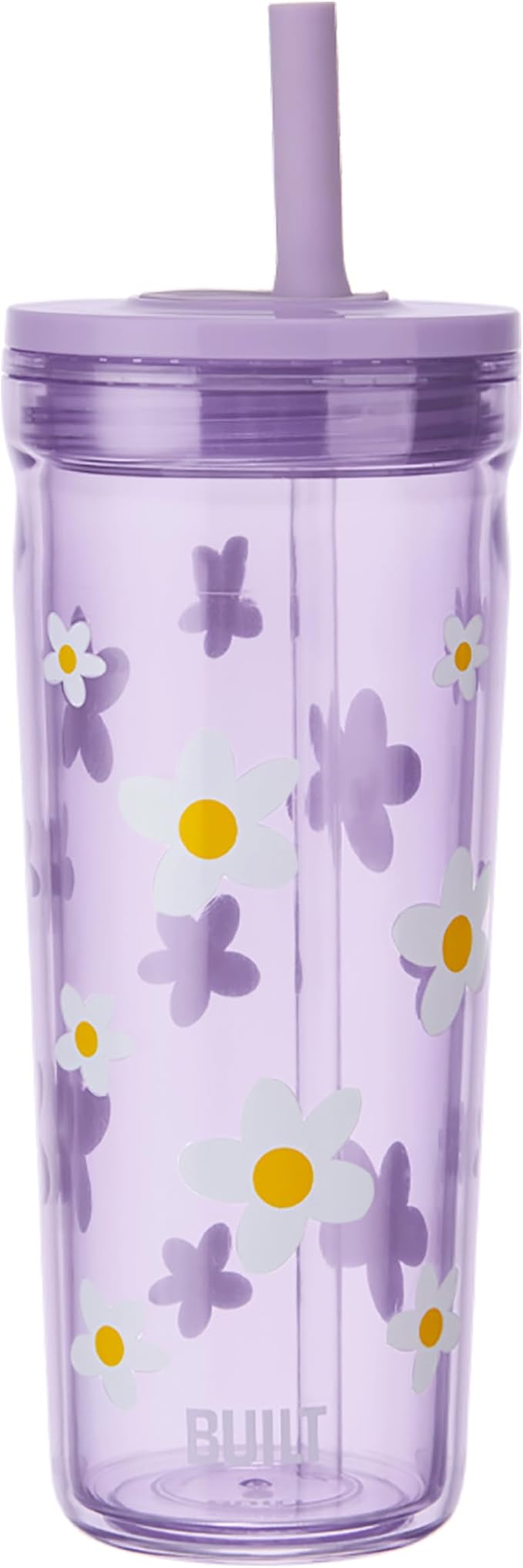 BUILT 20 Fluid Ounce Acrylic Straw Seal Bedford Tumbler, Leakproof, Wild Lavender Daisy