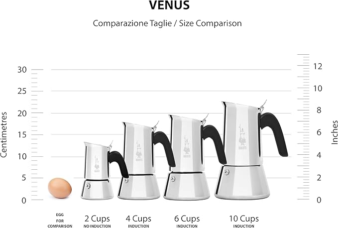 Bialetti New Venus coffee maker 2 cups, anti-burn handle, not suitable for induction, 2 cups (85 ml), stainless steel, color - copper, wattage - 3600