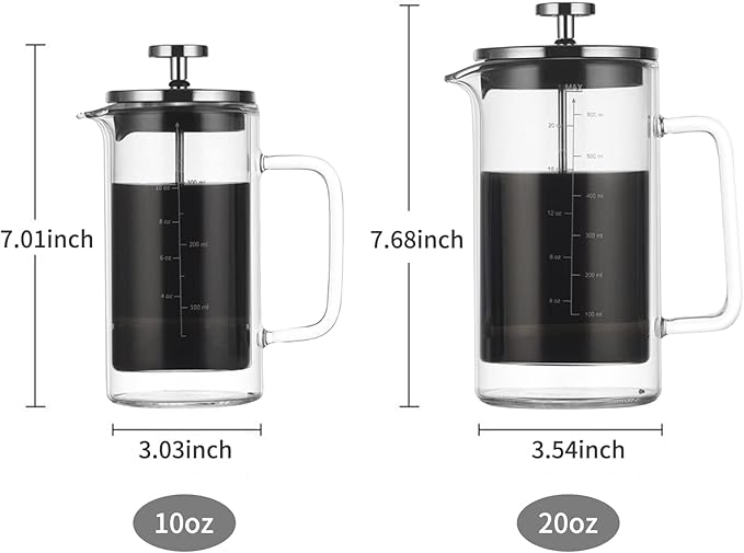 Double Walled French Coffee Maker Heat Resistant Borosilicate Glass Coffee Pot
