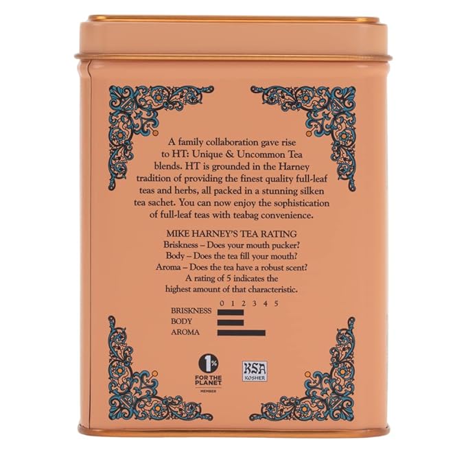 Harney & Sons Peaches & Ginger Black Tea, 20ct sachet tin (Pack of 2)
