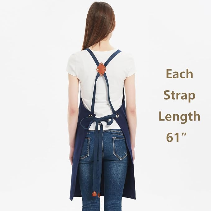 AFUN Aprons for Women Men with Large Pockets, 12-Ounce Cotton Canvas Cross Back Apron - Image 6