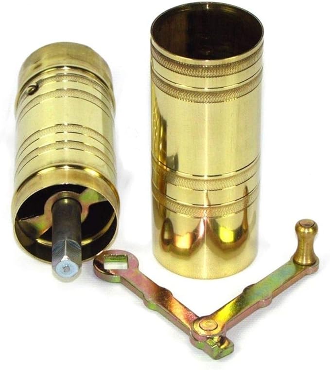 Handmade Heavy-Duty Brass Coffee & Spice Grinder – Manual Turkish, Greek, Arabic Coffee Mill, Adjustable Hand Crank Espresso Bean & Pepper Grinder (8.5")