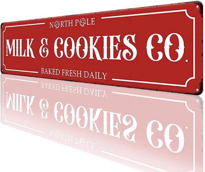 Christmas Metal Sign North Pole Milk Cookies Co Baked Fresh Daily Vintage Print Art Poster Tin Hanging Plaque for Home Kitchen Yard Cafe Coffee Bar Wall Decor Novelty Gift 16" x 4" - Image 6