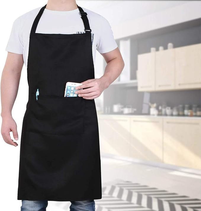 Will Well Chef Apron for Men and Women - 33" x 27" Large with 38" Waist Ties for a Comfy and Snug Fit, Durable and Lightweight, with 2 Spacious Pockets for Your Cooking Essentials - 6-Pack, Black | Unisex 33'' x 27'' Oil & Water Resistant Soft Kitchen ... - Image 7