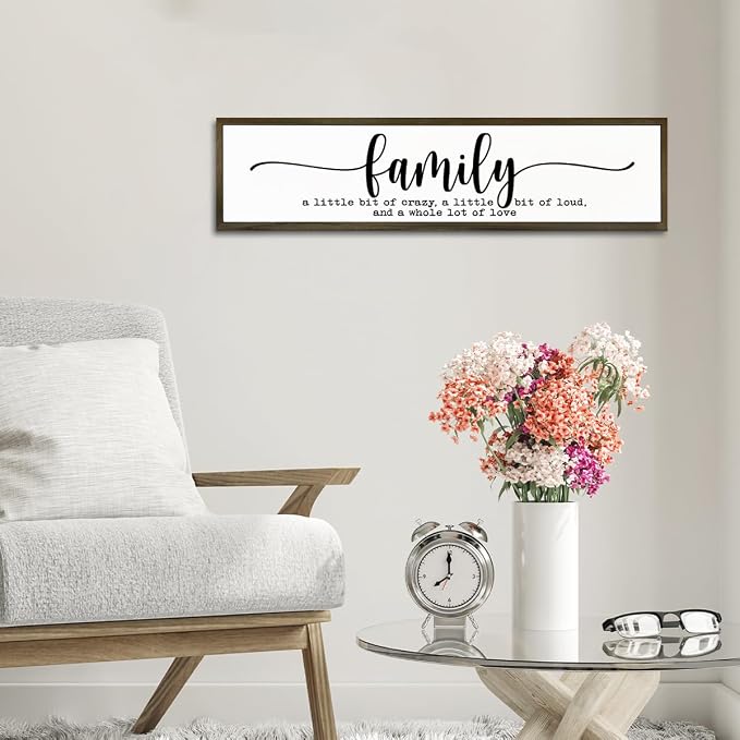Family Signs Decor, Wood Framed Wall Decor Sign, Farmhouse Wooden Plaques, Positive Home Decors for Living Room, Bedroom, Kitchen, Housewarming Gifts, Framed Wooden Box Sign 17.8x4x1.2 inches - Image 6