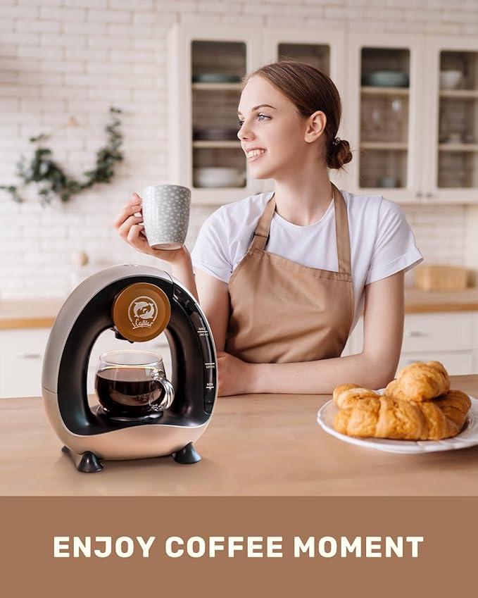 2-in-1 Coffee Maker, Fast Brew in 1.5mins, Single Serve Coffee Machine Compatible with K-Cup Pods & Ground Coffee, 1400W 20s Preheat, Compact for Home,Small Place,Office & RV, 8oz,Dark Grey