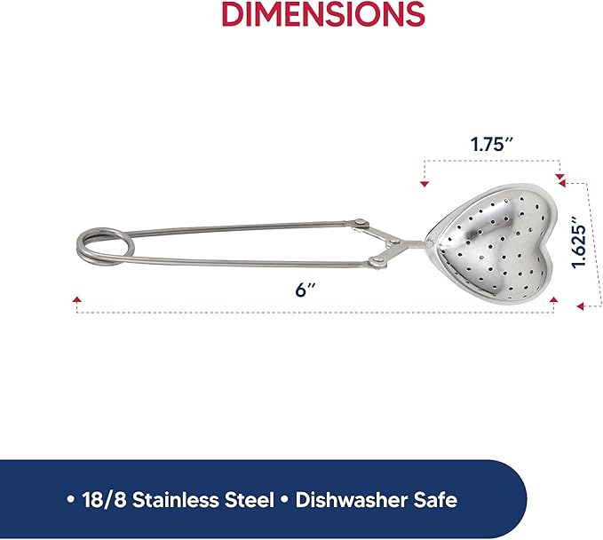 HIC Kitchen Snap Tea Infuser, Heart-Shaped, 18/8 Stainless Steel, For Loose Leaf Tea and Mulling Spices