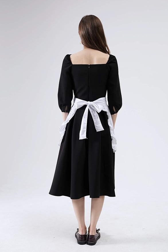Waist Apron with Pockets Retro Kitchen Cleaning Ruffles Half Apron - Image 5