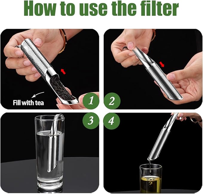 2PCS Stainless Steel Tea Diffuser Tea Infuser,Tea Pipe with Hanging Hook Handle,Fine Holes Tea Interval Diffuser for Loose Tea Leaf Coffee Herbs Spices