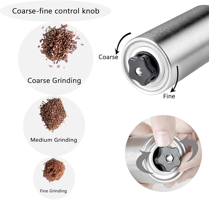 Portable Manual Coffee Grinder, Coffee Bean Grinder with Conical Burr Mill for Ideal Precision Brew, French Press, Espresso etc