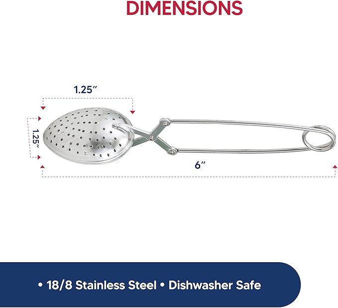 HIC Kitchen Snap Tea Infuser, Heart-Shaped, 18/8 Stainless Steel, For Loose Leaf Tea and Mulling Spices, Snap, Spoon, Single