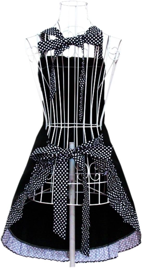 Hyzrz Cute retro Aprons with Pockets for Women Girls Vintage Kitchen Cooking Apron for Mother Gift (Black) - Image 2