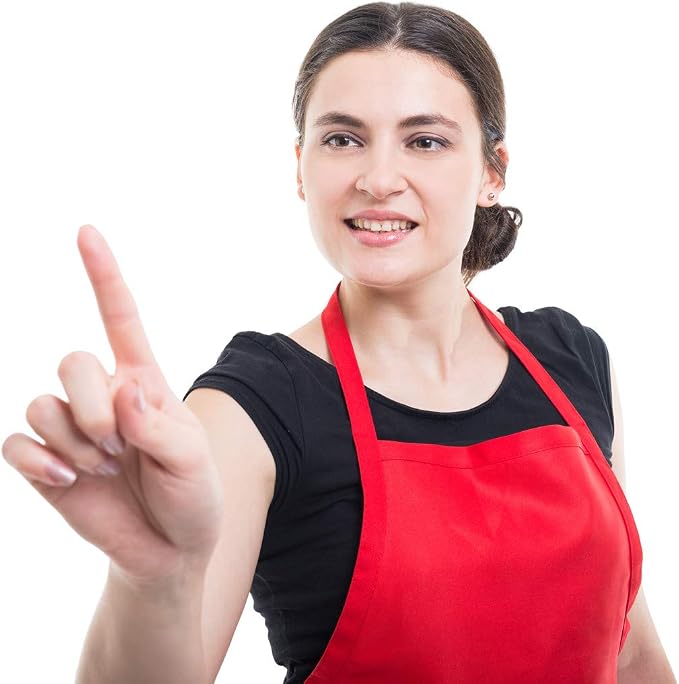 Total 6PCS Red Aprons Bulk for Women Unisex Plain Colour Bib Aprons with 2 Front Pockets Washable Apron for Painting Cooking Baking Kitchen Restaurant Crafting - Image 7