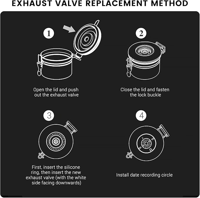 Airtight Coffee Container with Date Tracker & Spoon - Kitchen Storage Jar for Coffee Grounds, Cereal, Beans, Sugar (Silver, 16OZ)