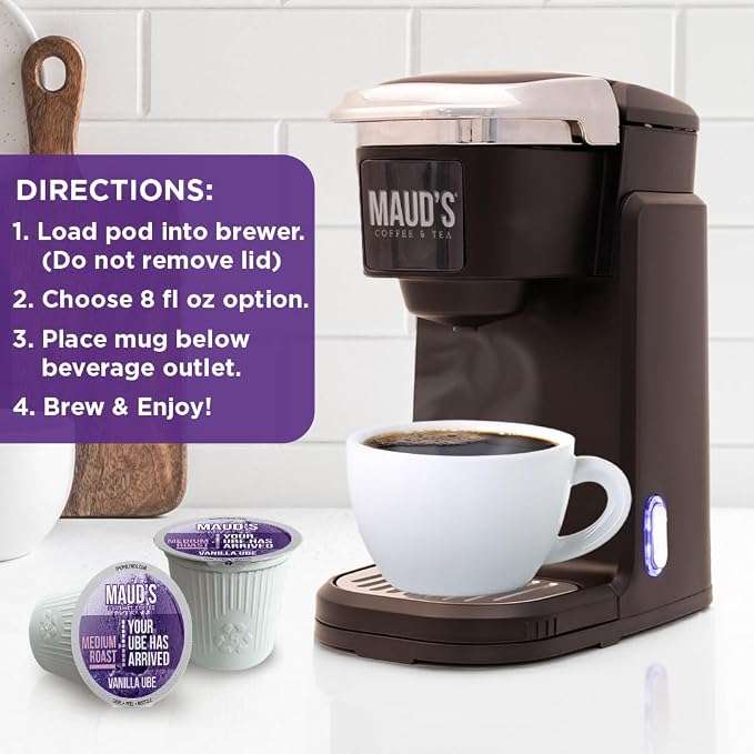 Maud's Vanilla Ube Flavored Coffee Pods, 18 ct, Medium Roast Flavored Coffee in Single Serve Pods – 100% Arabica Beans, Compatible with Keurig K Cups Maker - Image 5
