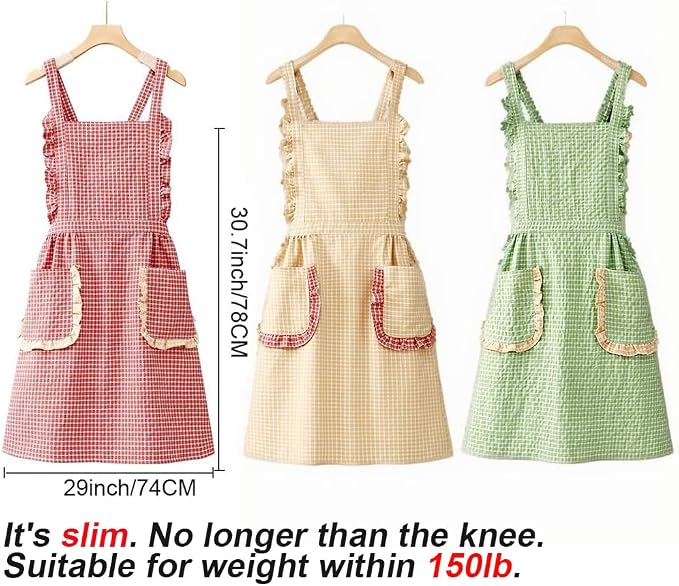 Small Cooking Apron with Pocket, Pinafore Apron Dress for Women, Kitchen Apron Gift for Women, Weight within 140lb - Image 6