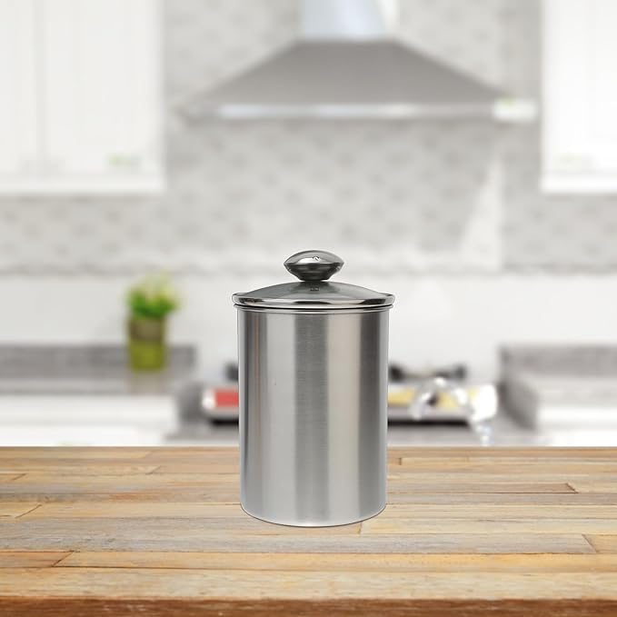 Cabilock 1750Ml stainless steel airtight food storage jar with clear lid for coffee beans, tea, sugar, flour, nuts, and snacks - kitchen counter canister