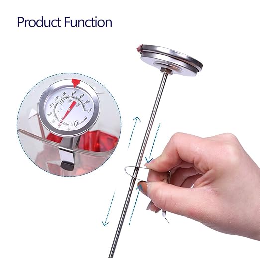 KT THERMO Deep Fry Thermometer with Instant Read,Dial Thermometer(2-Pack),6" Stainless Steel Stem Meat Cooking Turkey,BBQ,Grill
