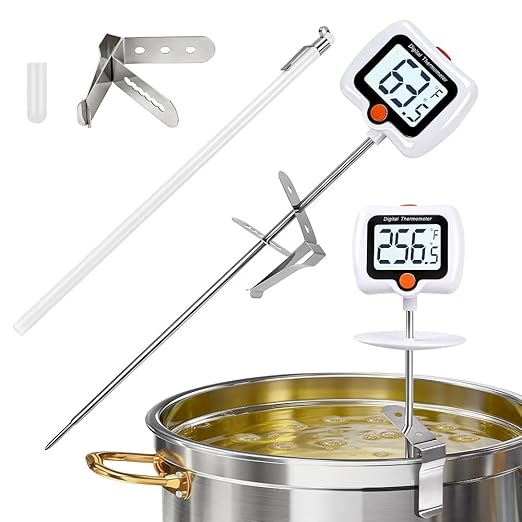 Candy Thermometer for Candy Making with Pot Clip,Best Instant Read Thermometer Digital for Cooking, Baking, Candy and Cheese Making – 10 Inch Probe, Large Rotating LCD Display, Essential Baking Tool
