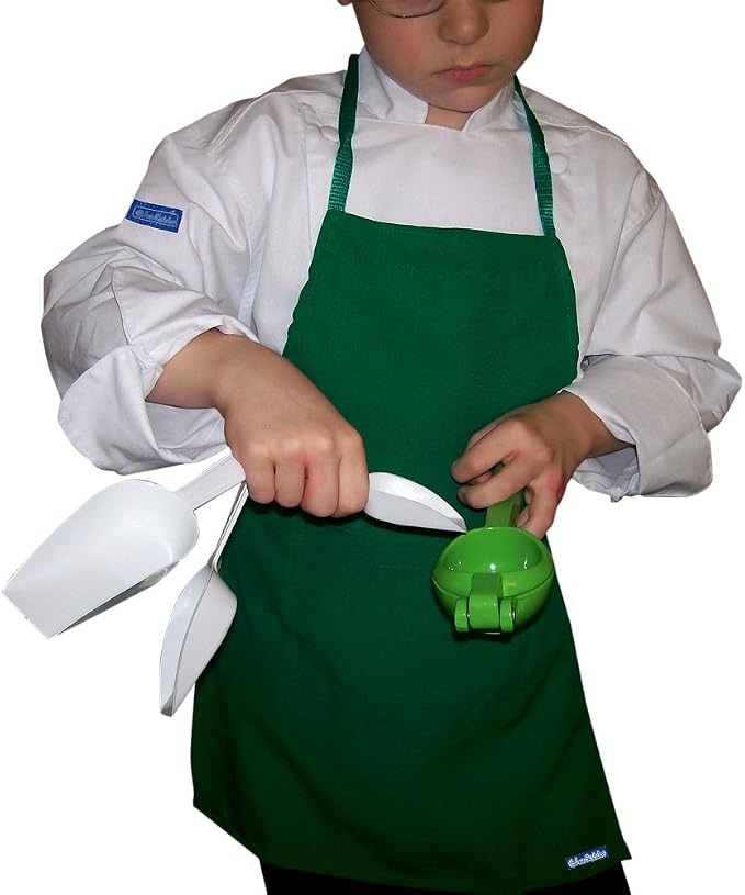 CHEFSKIN Green Kelly Forest Barista Color Barista Set Apron & Hat Fits 2-8 Yr Olds Kids Children - Image 2