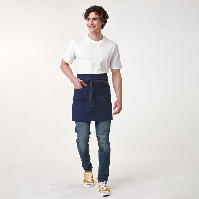 Waist Apron for Men Server Bistro Half 4251BY | Adjustable Half Bistro Apron for Waiters Bartenders, Polyester Cotton Canvas, Durable & Comfortable - Image 6