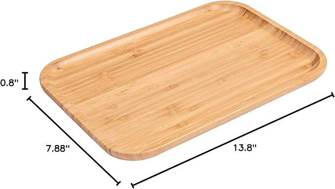 2-Pack Rectangle Bamboo Serving Trays, 13.80×7.88×0.8 Inch Multipurpose Platters for Coffee, Tea & Fruit - Perfect for Home, Hotel & Restaurant