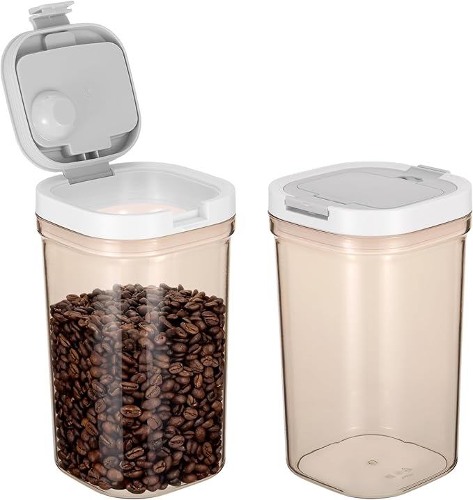 2 Pcs Airtight Coffee Canister, 60oz Large Coffee Storage Container with Scoop, Food Storage for Coffee, Tea, Beans, Sugar, Flour, Cereal and More (1.8 Liters)