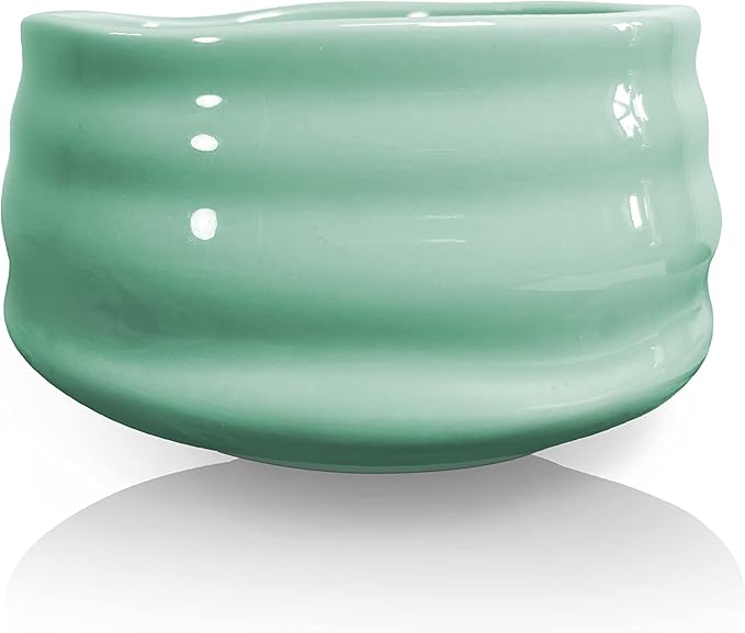 Ceramic Matcha Bowl, Handmade Japanese Green Tea Cup,Matcha Whisk Bowl For Ceremony Chawan 500ml 17oz (Light greenish blue)