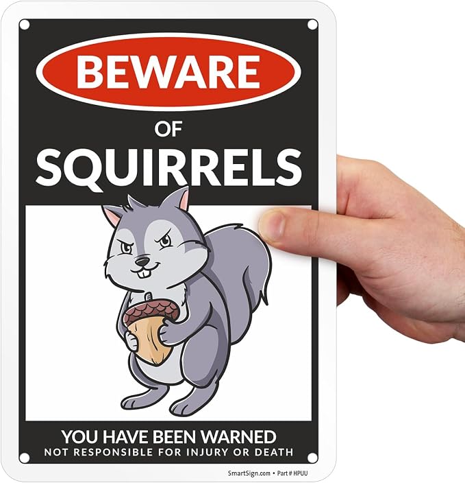 SmartSign Aluminum Squirrel Sign - 10"x7", 40 mil Laminated Rust-free - Humor Squirrel Themed Decorative Signage for Garden, Patio, Gifts - Made in USA - Image 8