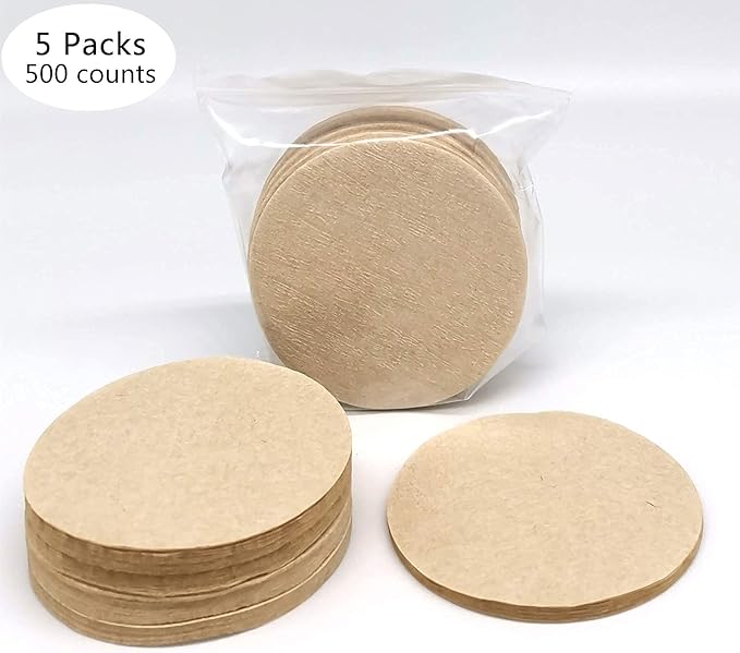 Unbleached Coffee Filters Paper, Universal Replacement for AeroPress, Compatible with Coffee Maker, Round Paper Filters, Natural Brown 500 PCS