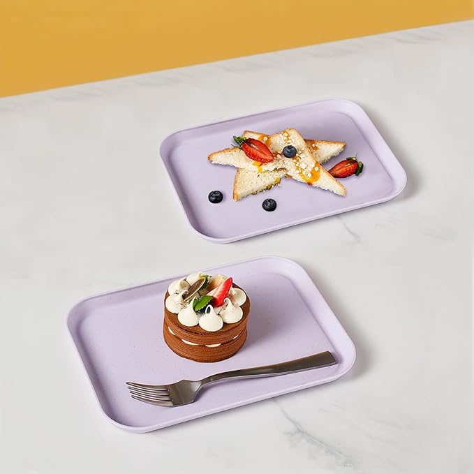 Purple Plastic Serving Platters and Trays,Serving Dishes for Entertaining,Rectangular Platters for Serving Food, Appetizer Serving Trays for Snacks,Charcuterie,Chips,Candy,Fruit,Sushi