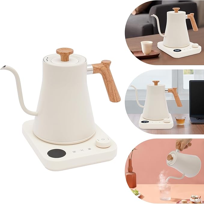 Gooseneck Electric Kettle with ±1°F Precision Temp Control, 1200W Quick Heating Electric Tea Kettle, 304 Stainless Steel Inner & Memory Function for Pour Over Coffee, Tea Brewing, Boil Hot Water
