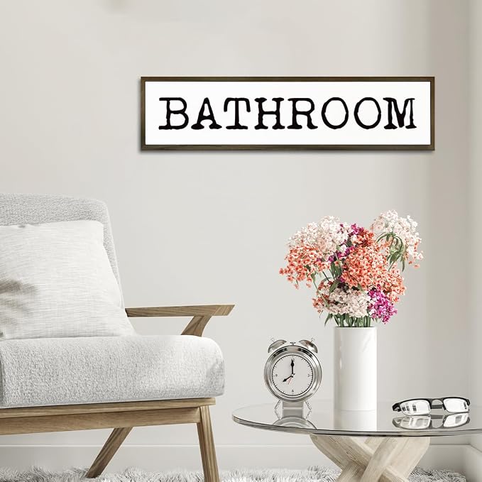 Bathroom Signs Decor, Rustic Hanging Signs and Plaques, Decorative Wall Art, Farmhouse Home Decor, Bathroom Decoration for Table Shelf, Framed Wooden Box Sign 17.8x4x1.2 inches - Image 6