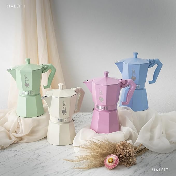 Bialetti Mocha Exclusive Sky Blue 3 Cup Open Fire (Coffee Maker, Espresso Maker, Makinetta)