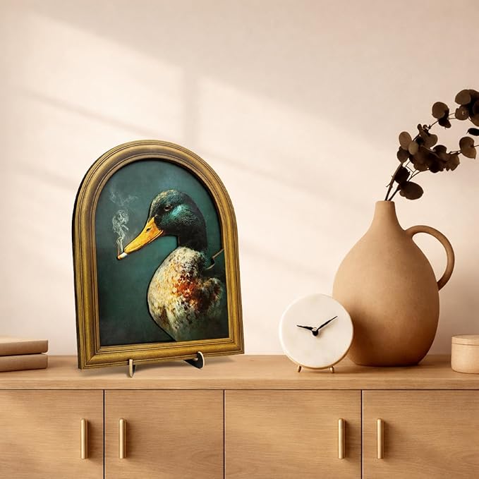 3D Funny Mallard Duck Table Decor Sign, Vintage Green Duck Animal Wall Art Sign for Home Farmhouse Bar Desk Wall Shelf Decor 8x10 Inch