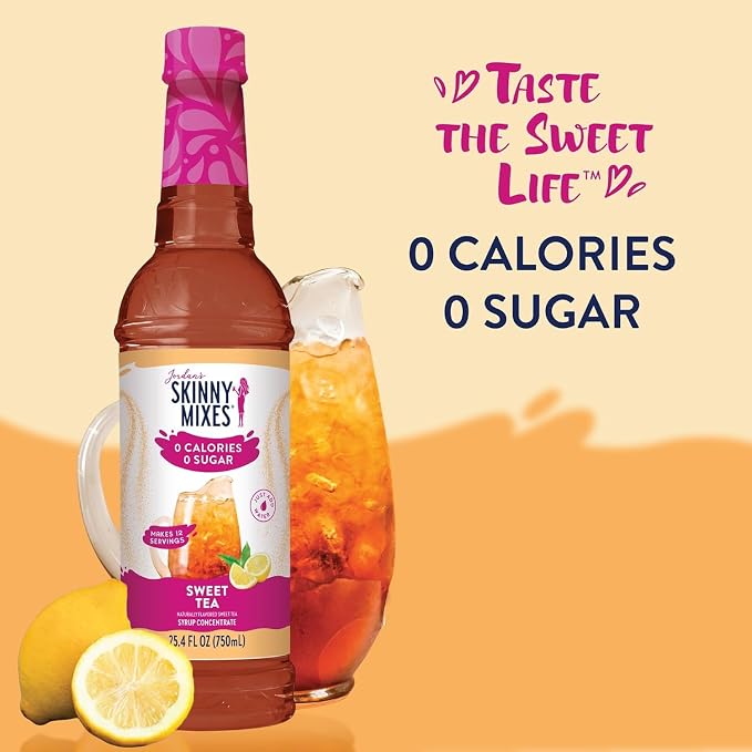 Jordan's Skinny Mixes Sugar Free Syrup, Sweet Tea Flavor, Fruit Flavored Water Enhancer, Drink Mix for Iced Tea, Lemonade, Drinks, Low Calorie Water Flavoring, Dairy & Gluten Free, Kosher, 25.4 Fl Oz, 2 Pack - Image 7