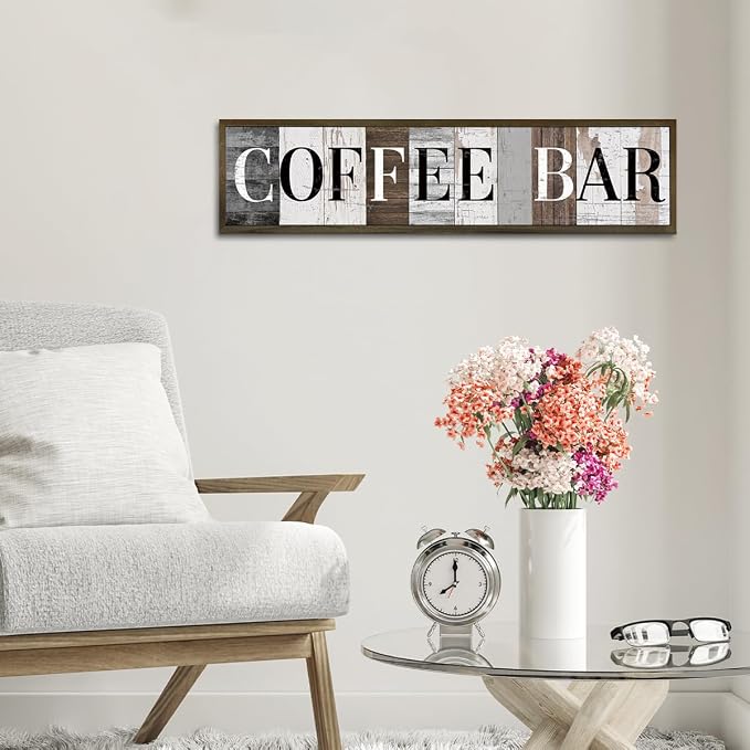 WKYAER Farmhouse Coffee Bar Signs, Vintage Hanging Wood Wall Plaques, Decorative Wooden Box Sign, Kitchen Decoration for Table Shelf, Coffee Station Decor, Cafe Decors 17.8x4x1.2 inches - Image 6