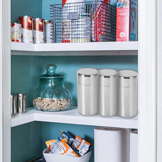 AUNMAS Tea Tin Canister, Stainless Steel Tea Coffee Sugar Storage Container with Airtight Double Lids for Loose Tea and Tea Bags, Kitchen Cup for Coffee Sugar Seasoning Storage (450ml)
