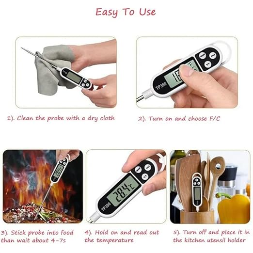 1/3pcs Candy Thermometer Digital Instant Read for Meat Kitchen Cooking Food Oil Deep Fry BBQ Grill Smoker (4, 9.6in)