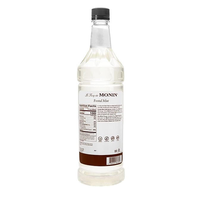 Monin - Frosted Mint Syrup, Bold Spearmint Coolness, Natural Flavors, Great for Smoothies, Sodas, Cocktails, and Teas, Non-GMO, Gluten-Free (1 Liter) - Image 2