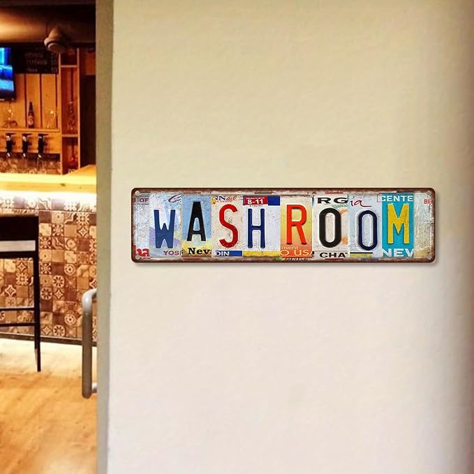 Wash Room Metal Sign - Vintage Aluminum Tin Plaque 4x16 Inch - License Plate Style Bathroom Decor - Image 7