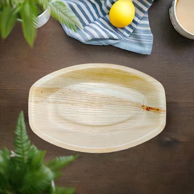 16 x 10 inch Oval Palm Leaf Trays (Pack of 10) - for Charcuterie Boards, Gazing Platters - Eco-Friendly, Strong, Durable & Disposable Plates - Compostable & Biodegradable