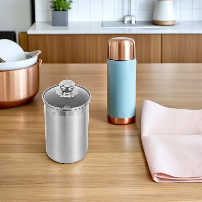 DOITOOL Stainless Steel Food Storage Canister 1.75 Quart Airtight Sealed Jar with Handle for Coffee Beans Tea Snacks Kitchen Pantry Organization