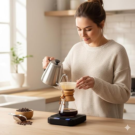 Smart Weigh Coffee Scale with Timer, Precision Espresso & Tea Digital Scale, Espresso Machine Accessories for Pour-Over Coffee, Travel Food Scale, LED Display, Rechargeable USB-C - 3kg/0.1g