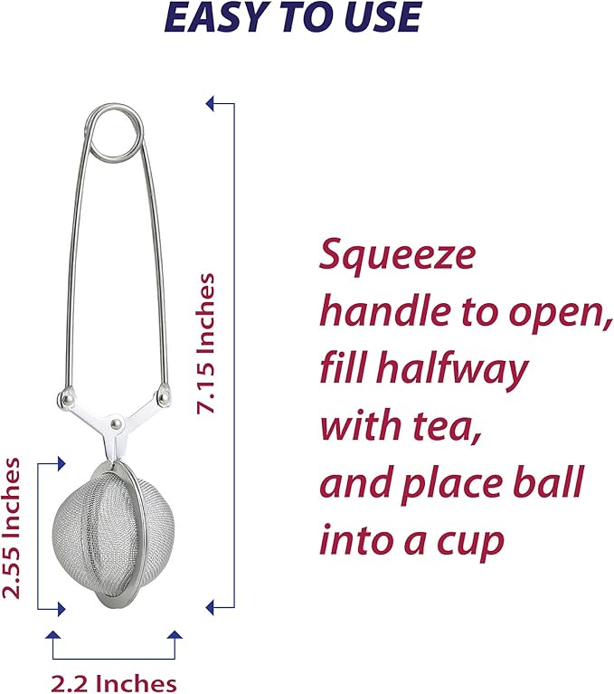 HIC Kitchen Snap Mesh Ball Tea Infuser, 18/8 Stainless Steel, For Loose Leaf Tea and Mulling Spices
