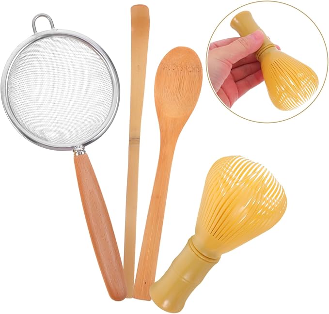BESTYASH 1Set Matcha Tool Kit Whisk Tea Scoop Strainer Spoon Essential Kitchen Tools for Matcha Milk Tea Preparation Elegant Design for Home Shops